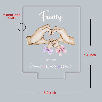 Personalized Family LED Night Light, Heart Hands Design, Customizable with Names and Date, Gift for Mom Dad Automatic Color Changing Light